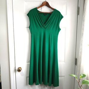 Emerald Green Talbots Umpire Waist Cap Sleeve A Line Knit Dress Size Medium